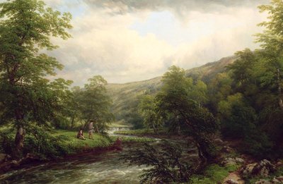 Fishing on the Dee, 1861 by Thomas Baker